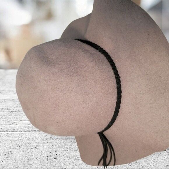 Olive & Pique Floppy Wool Hat with Leather Tie Trim Boho Hippie - Picture 4 of 6